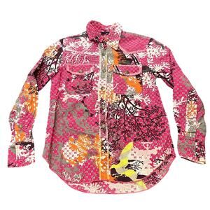 Vintage‎ 90s Kenzo Jeans Multicolor AOP Floral Pattern Print Pink Womens 38 US 6